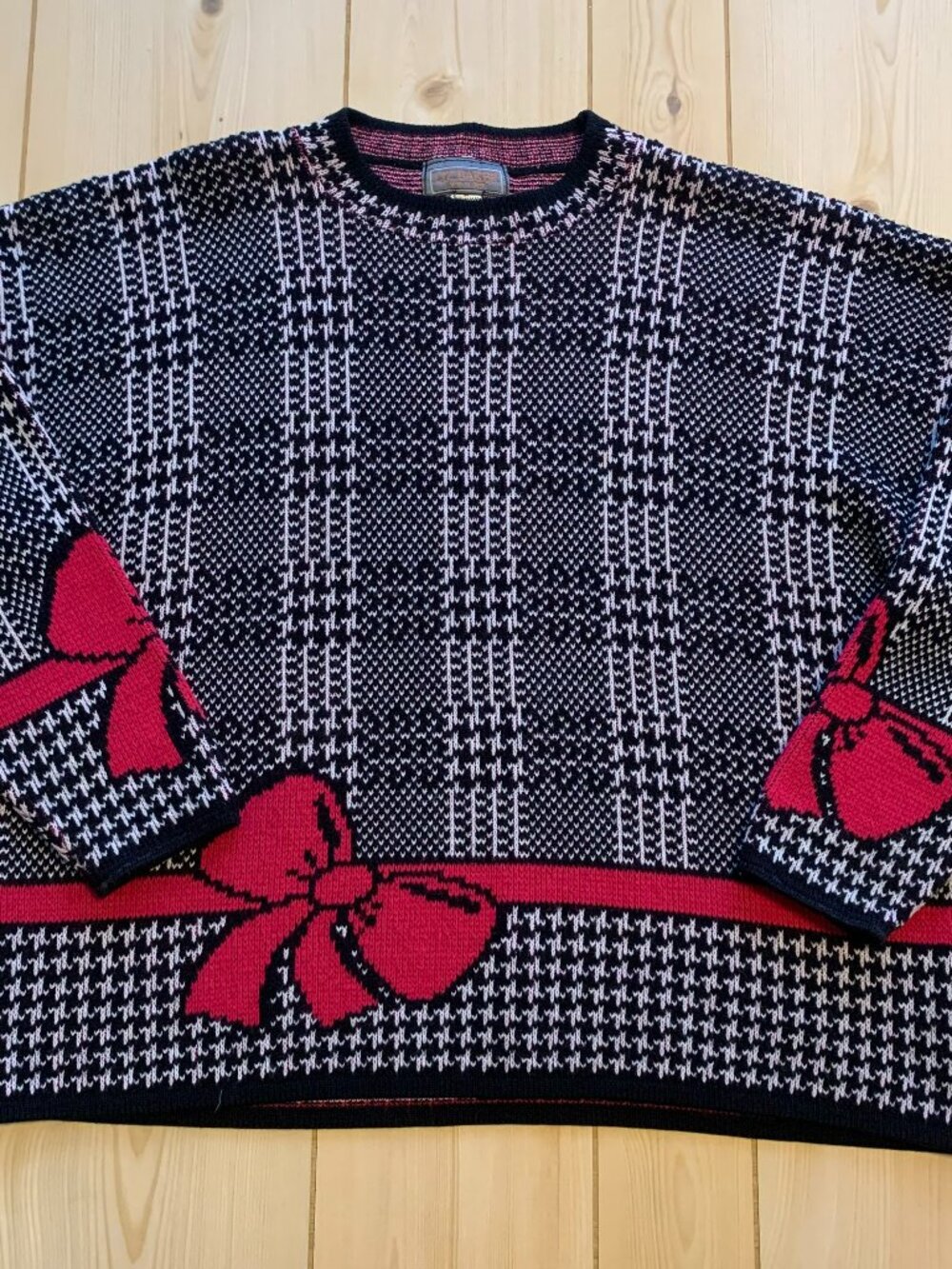 Vintage 90s Liz Baker Sport Cute Bow Gift Present Comfy Retro Knit Sweater 3X
